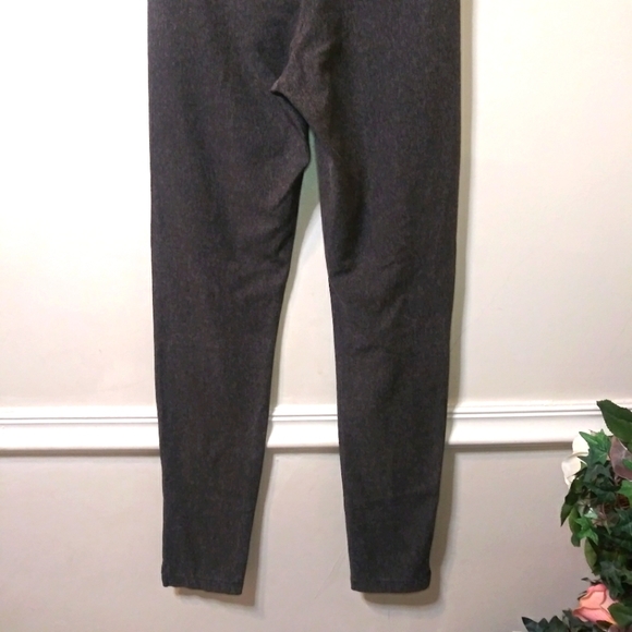 HUE Charcoal Colored Faux Denim Seamed Leg, Split Ankle Leggings - Picture 7 of 10